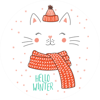 Hello Winter Cat Sticker