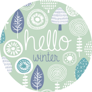 Hello Winter Leaves Flowers Lettering Sticker