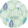 Hello Winter Leaves Flowers Lettering Sticker