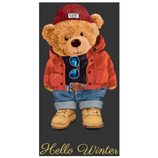 Hello Winter With Bear Toy Sticker