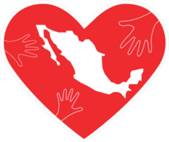 Helping Hands Heart And Mexico Map Sticker