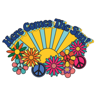 Here Comes The Sun 70s Peace Sign Flower Sticker