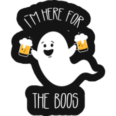 Here for the Boos Ghost Illustration Sticker