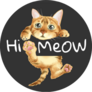 Hi Meow With Cat Hanging Paw Print Illustration Sticker