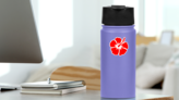 Hibiscus Bright Red Flower Sticker on a Water Bottle (New) example