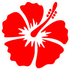 Hibiscus Bright Red Flower Sticker