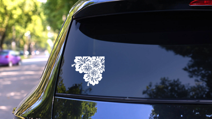 Hibiscus Corner Flower Design Sticker on a Rear Car Window (New) example