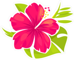 Hibiscus Flower And Palm Leaves Sticker