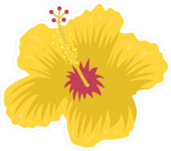 Hibiscus Flower Yellow Sticker