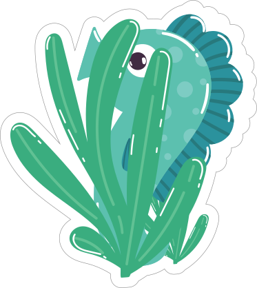 Hiding Blue Seahorse Sticker