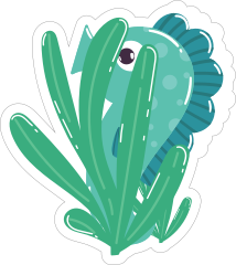 Hiding Blue Seahorse Sticker