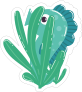 Hiding Blue Seahorse Sticker