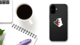 High Detailed Flag Map Algeria Sticker on a Phone (New) example