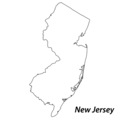 High Detailed Map New Jersey Lettering Sticker