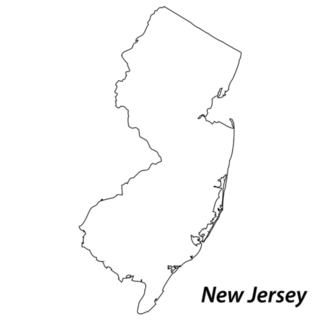 High Detailed Map New Jersey Lettering Sticker