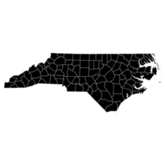 High Detailed Map With Counties Of North Carolina Sticker