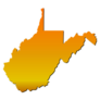 High Detailed West Virginia Map In Orange Sticker
