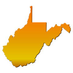High Detailed West Virginia Map In Orange Sticker