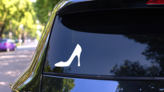 High Heel Shoe Boutique Sticker on a Rear Car Window (New) example