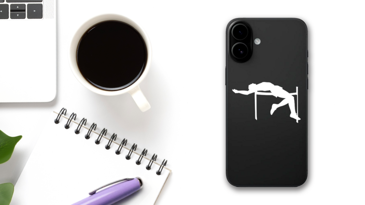 High Jump Sticker on a Phone (New) example
