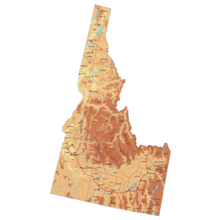Highly Detailed Idaho Physical Map Sticker