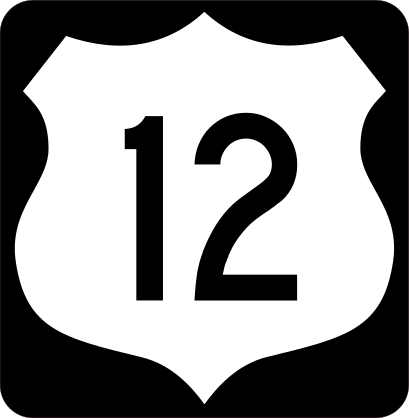 Highway 12 Sign With Black Border Sticker