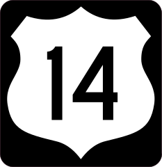 Highway 14 Sign With Black Border Sticker