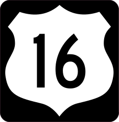 Highway 16 Sign With Black Border Sticker
