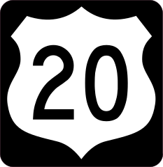 Highway 20 Sign With Black Border Sticker