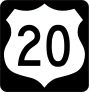 Highway 20 Sign With Black Border Sticker