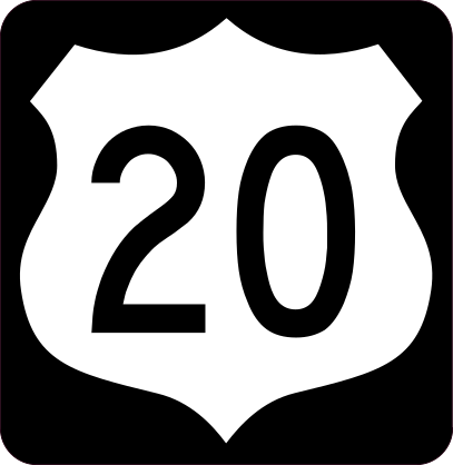 Highway 20 Sign With Black Border Sticker