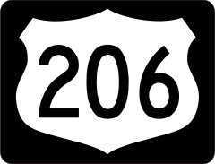 Highway 206 Sign With Black Border Sticker