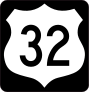 Highway 32 Sign With Black Border Sticker