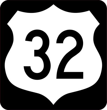 Highway 32 Sign With Black Border Sticker