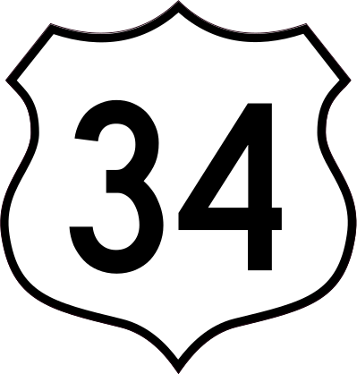 Highway 34 Sign Sticker