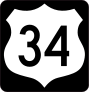 Highway 34 Sign With Black Border Sticker