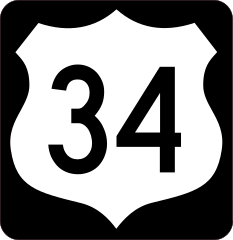 Highway 34 Sign With Black Border Sticker