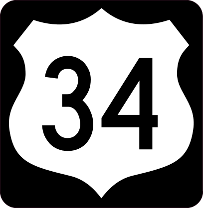 Highway 34 Sign With Black Border Sticker