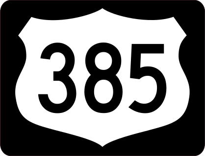 Highway 385 Sign With Black Border Sticker
