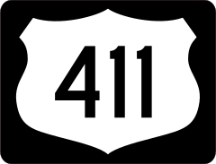 Highway 411 Sign With Black Border Sticker