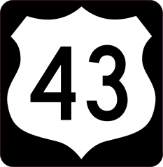 Highway 43 Sign With Black Border Sticker