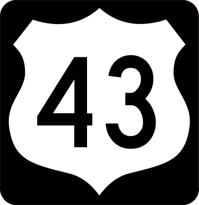 Highway 43 Sign With Black Border Sticker