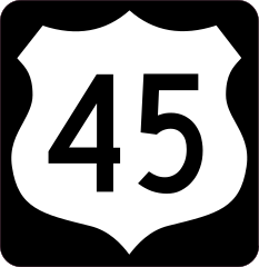 Highway 45 Sign With Black Border Sticker