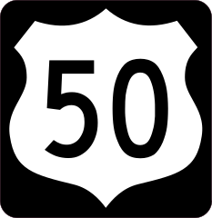 Highway 50 Sign With Black Border Sticker