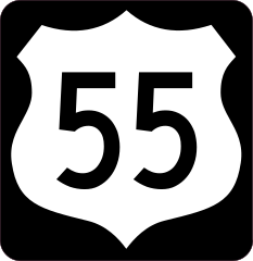 Highway 55 Sign With Black Border Sticker