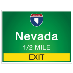 Highway Signs Before The Exit To The State Nevada Sticker