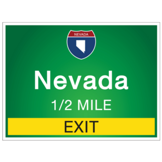 Highway Signs Before The Exit To The State Nevada Sticker