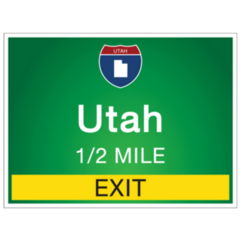 Highway Signs Before The Exit To The State Utah Sticker