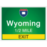 Highway Signs Before The Exit To Wyoming Sticker