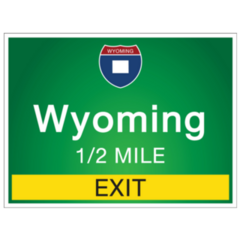 Highway Signs Before The Exit To Wyoming Sticker